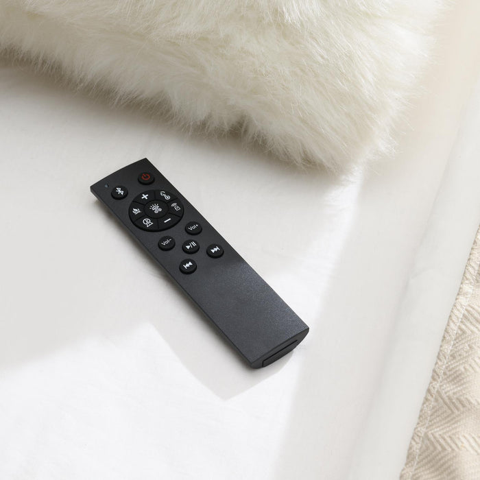 B543 Black Velvet Bed With Fireplace-Bluetooth Speaker-Usb