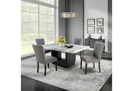 D02 Black Dining Table with D8685 Grey Dining Chair - Golden Home Furniture (Columbus, OH) - Multi Location