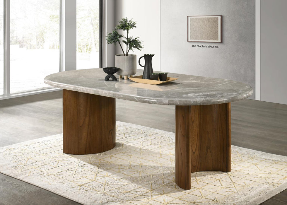 D071 Dark Walnut Rectangular Dining Table Top Color-Pandpra Marble