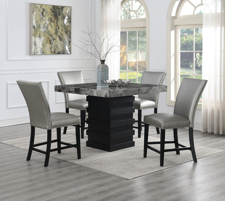 D136 Counter Table With 4 Leather Chairs