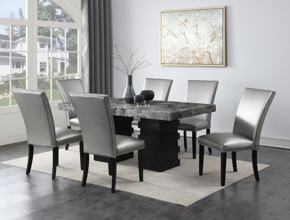 D137 Dining Table-6 Leather Chairs
