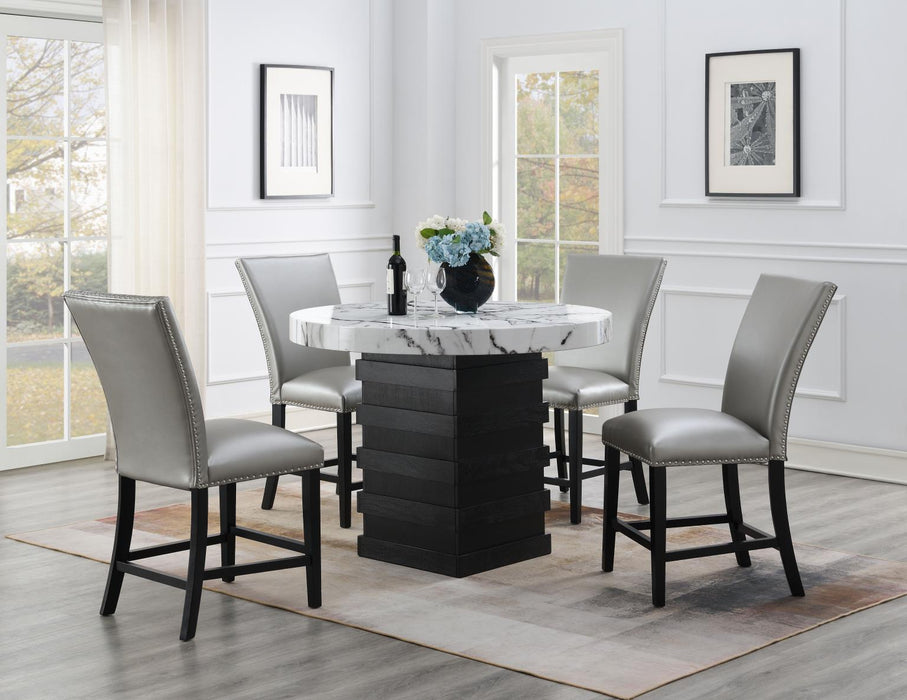 D141 Counter Table With 4 Leather Chairs