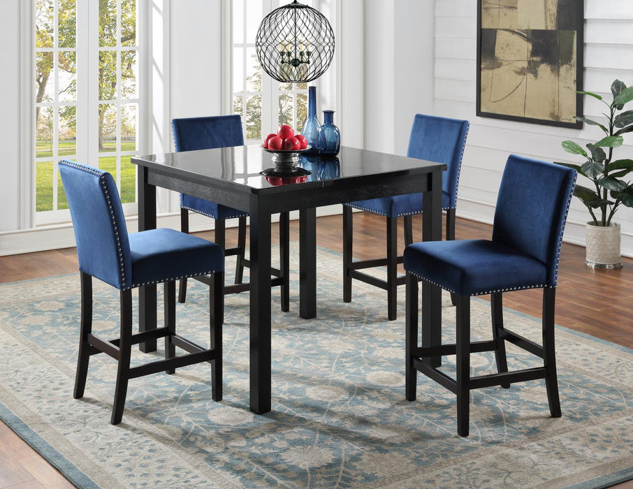 D206-Black Marble Dining Table With 4 Velvet Chairs