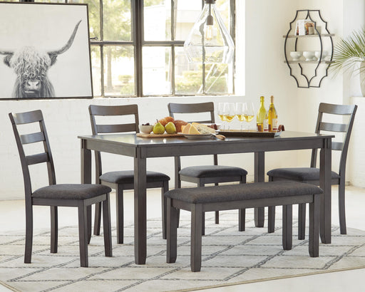 Bridson Dining Table and Chairs with Bench (Set of 6) - Golden Home Furniture 