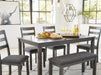 Bridson Dining Table and Chairs with Bench (Set of 6) - Golden Home Furniture 