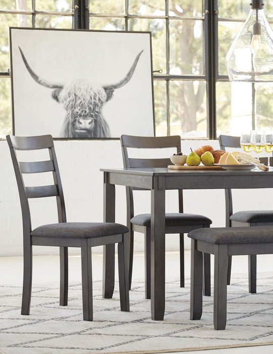 Bridson Dining Table and Chairs with Bench (Set of 6) - Golden Home Furniture 