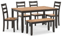 Gesthaven Dining Table with 4 Chairs and Bench (Set of 6) - Golden Home Furniture 