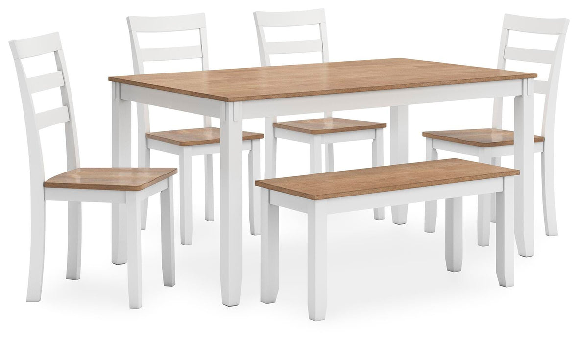 Gesthaven Dining Table with 4 Chairs and Bench (Set of 6) - Golden Home Furniture 