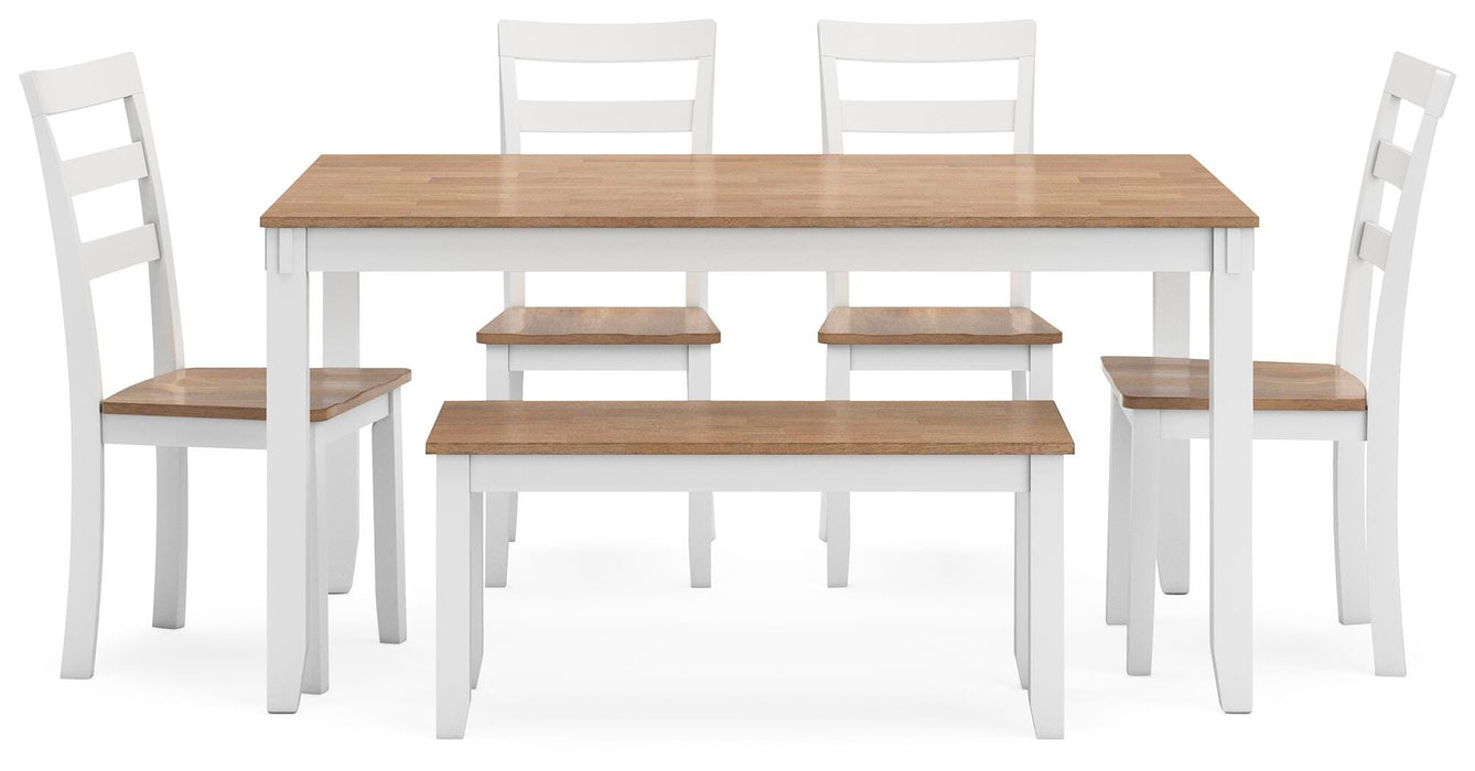 Gesthaven Dining Table with 4 Chairs and Bench (Set of 6) - Golden Home Furniture 