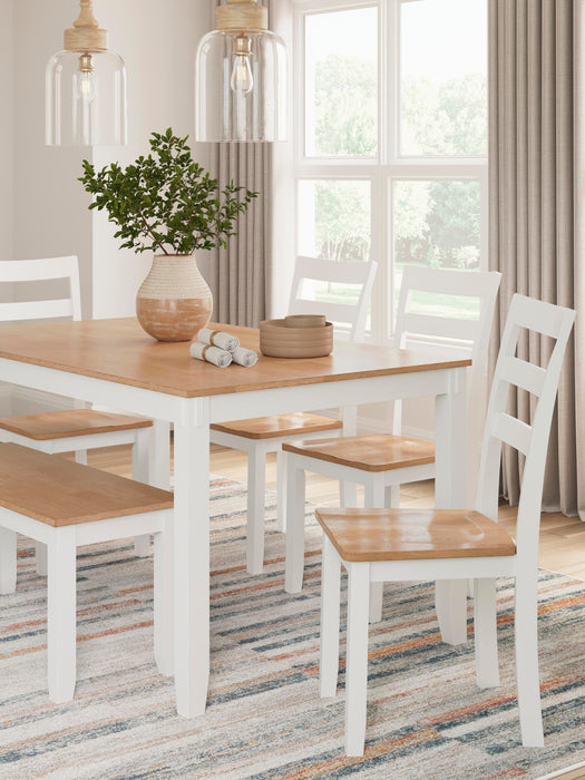 Gesthaven Dining Table with 4 Chairs and Bench (Set of 6) - Golden Home Furniture 