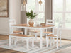 Gesthaven Dining Table with 4 Chairs and Bench (Set of 6) - Golden Home Furniture 