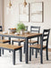 Gesthaven Dining Table with 4 Chairs and Bench (Set of 6) - Golden Home Furniture 