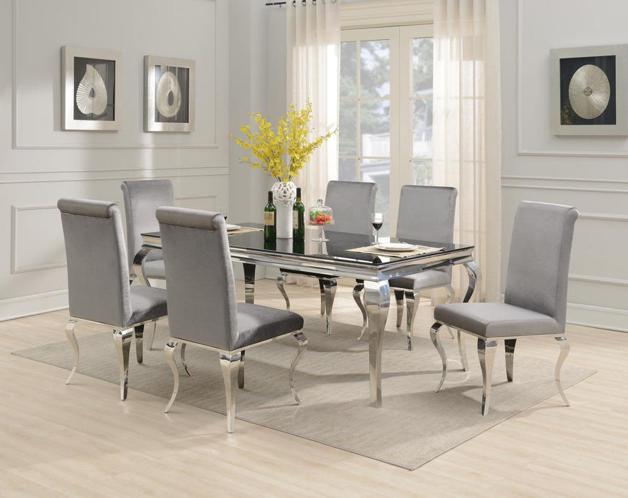 G-106 Glamour Dining Table-4 Black Leather Chairs