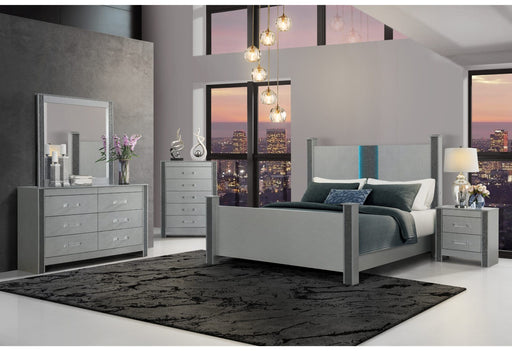 Logan Silver Bed Group With Led And Speakers - Golden Home Furniture (Columbus, OH) - Multi Location