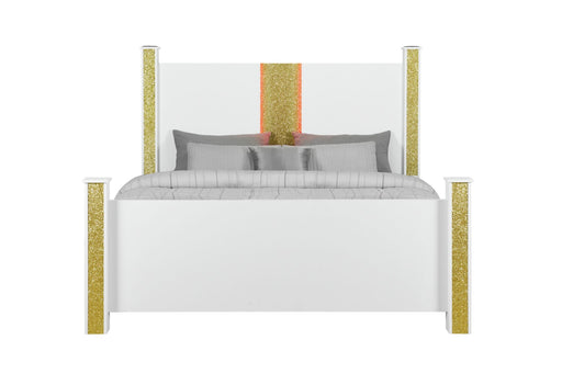 Logan White-Gold Bed - Golden Home Furniture (Columbus, OH) - Multi Location