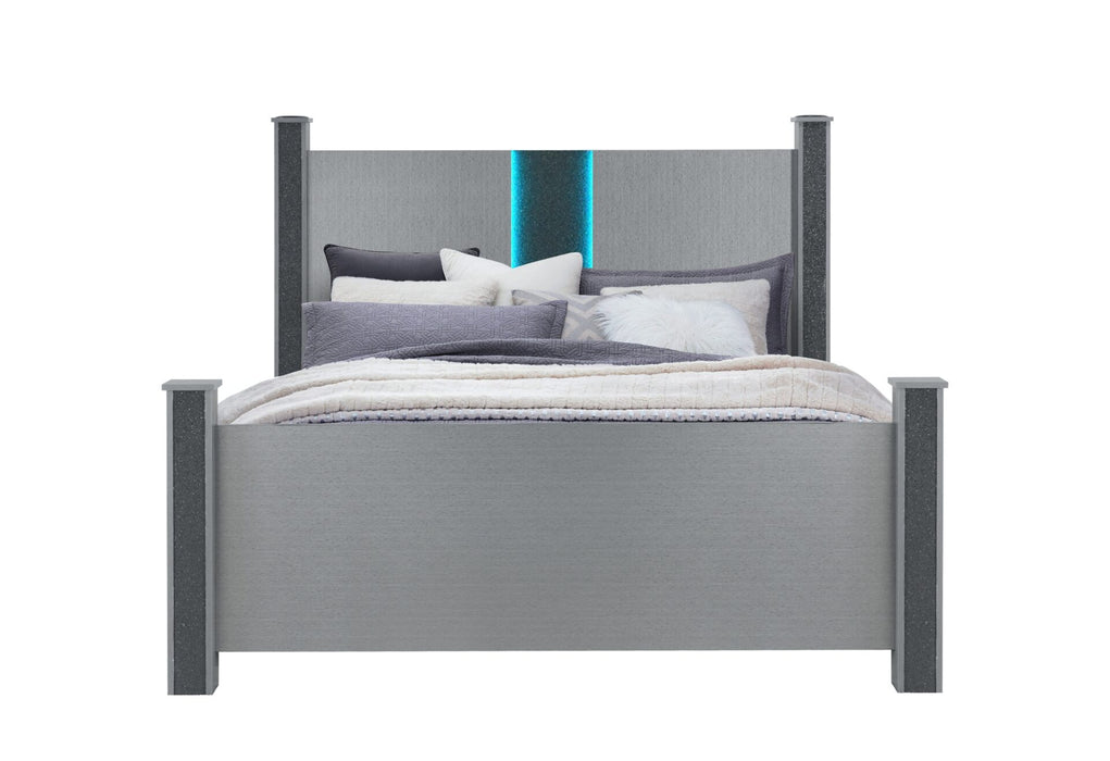 Logan Silver Bed With Led And Speakers - Golden Home Furniture (Columbus, OH) - Multi Location