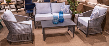 Bridges Beach Outdoor Love/Chairs/Table Set (Set of 4) - Golden Home Furniture 