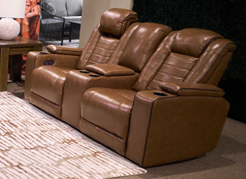 Gruaro Power Reclining Loveseat with Console - Golden Home Furniture 