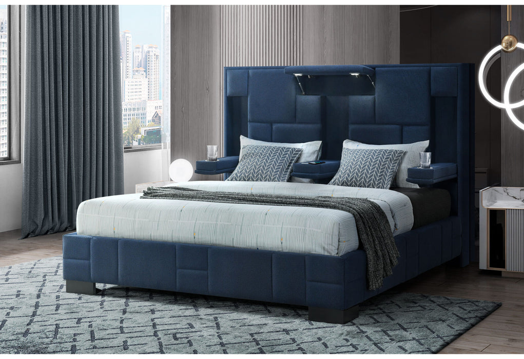 Oscar Navy Blue Bed No Wood Trim - Golden Home Furniture (Columbus, OH) - Multi Location