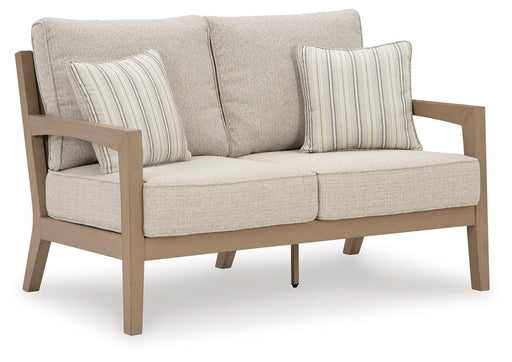 Hallow Creek Outdoor Loveseat with Cushion - Golden Home Furniture 