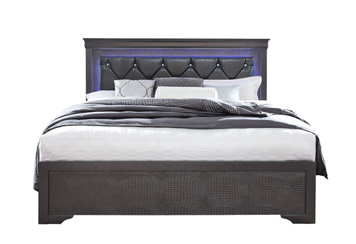 Pompei Metallic Grey Bed With Led - Golden Home Furniture (Columbus, OH) - Multi Location