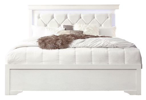 Pompei Metallic White Bed With Led - Golden Home Furniture (Columbus, OH) - Multi Location