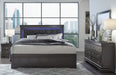 Pompei Metallic Grey Full Bed Grey With Led - Golden Home Furniture (Columbus, OH) - Multi Location