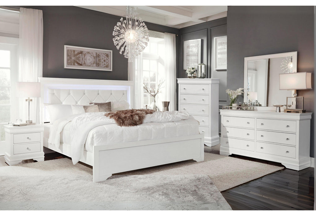 Pompei Metallic White Group With Led - Golden Home Furniture (Columbus, OH) - Multi Location