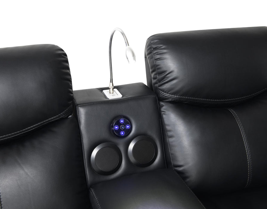 U100 Black Power Reclining Loveseat With Led Light-Speaker