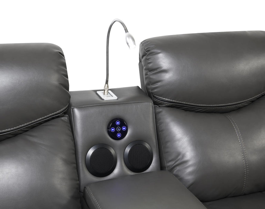 U101 Gray Power Reclining Loveseat With Led Light-Speaker