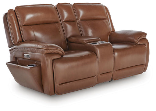 Healy Pier Power Reclining Loveseat with Console - Golden Home Furniture 
