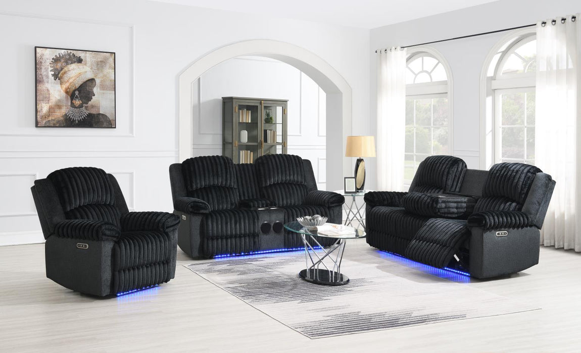 Black Corduroy Power Led Reclining Sofa