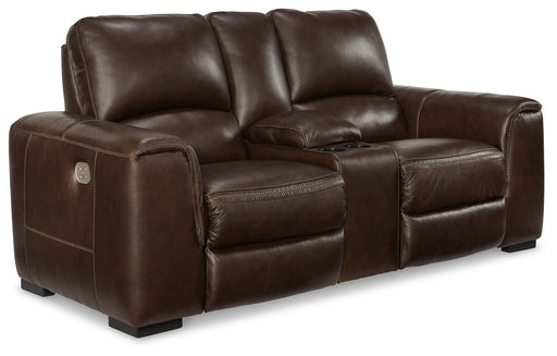 Alessandro Power Reclining Loveseat with Console - Golden Home Furniture 