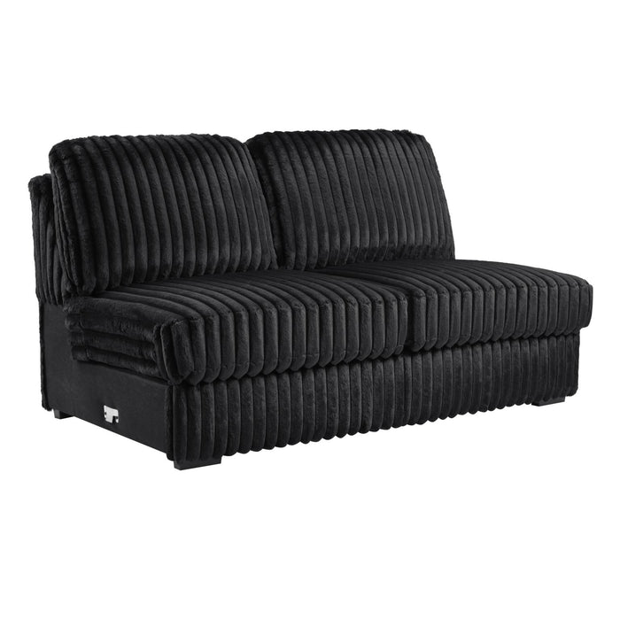 Black Corduroy Power Reclining 4 Pc Sectional W/2 Wireless Charger