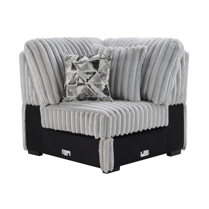 Gray Corduroy Power Reclining 4 Pc Sectional W/2 Wireless Charger