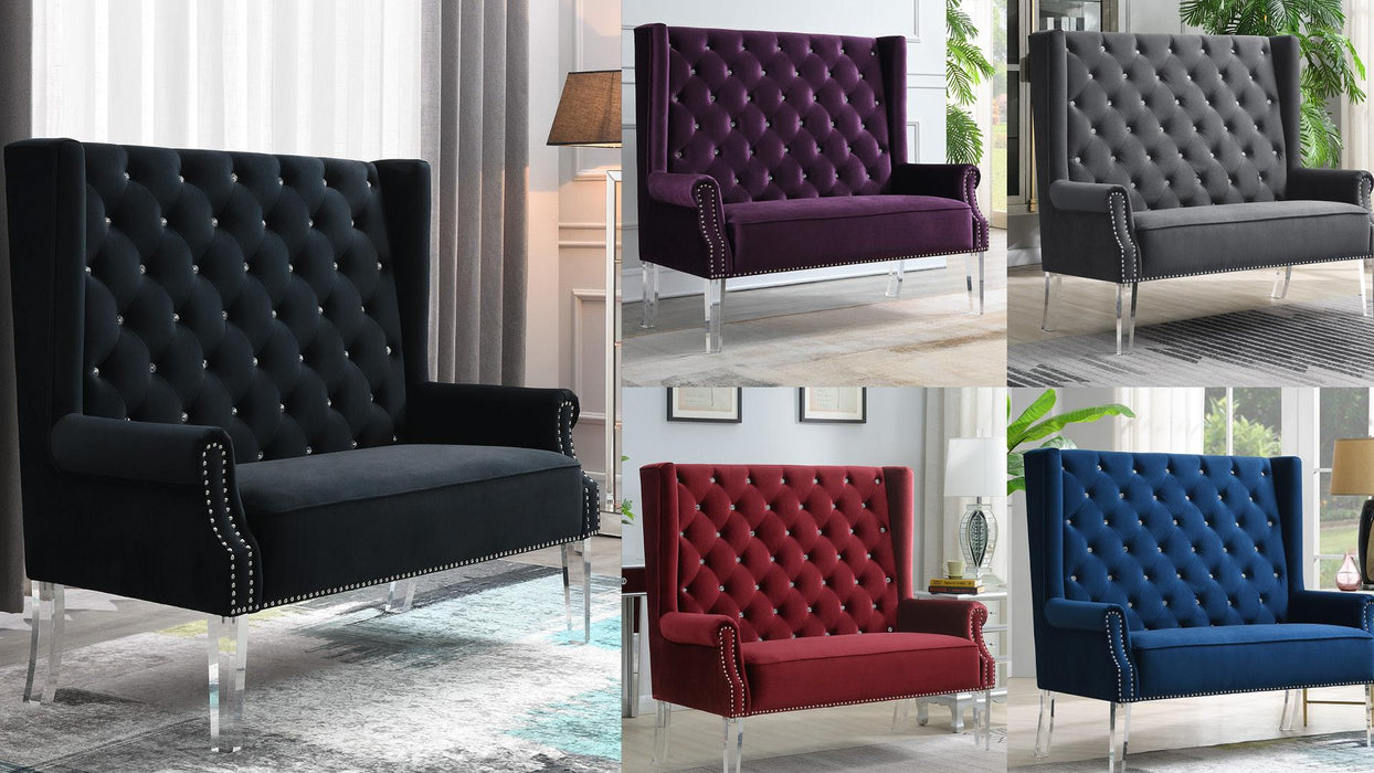 Primrose HIGH BACK WING BENCH - D2095-BLK