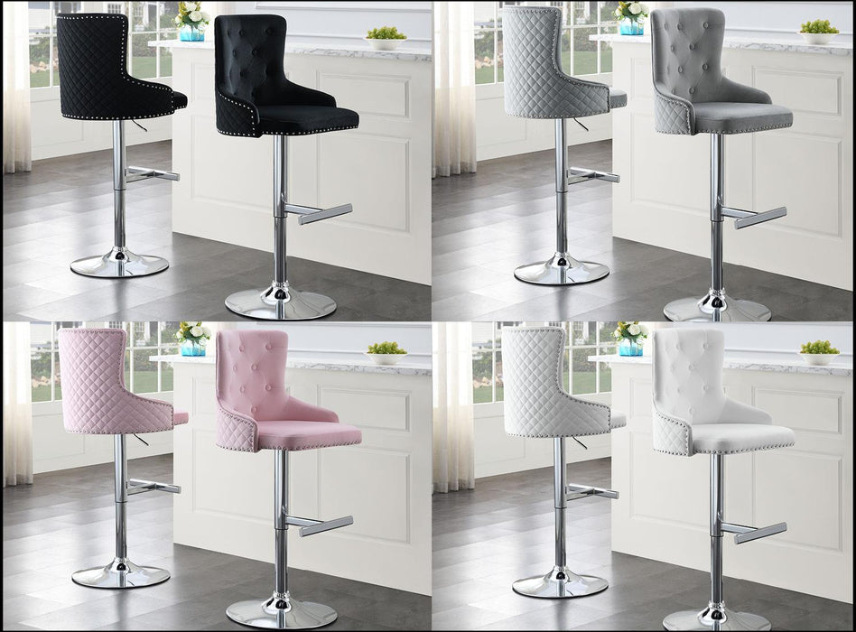 Amelia GRAY VELVET BAR STOOL - ST115-GRY