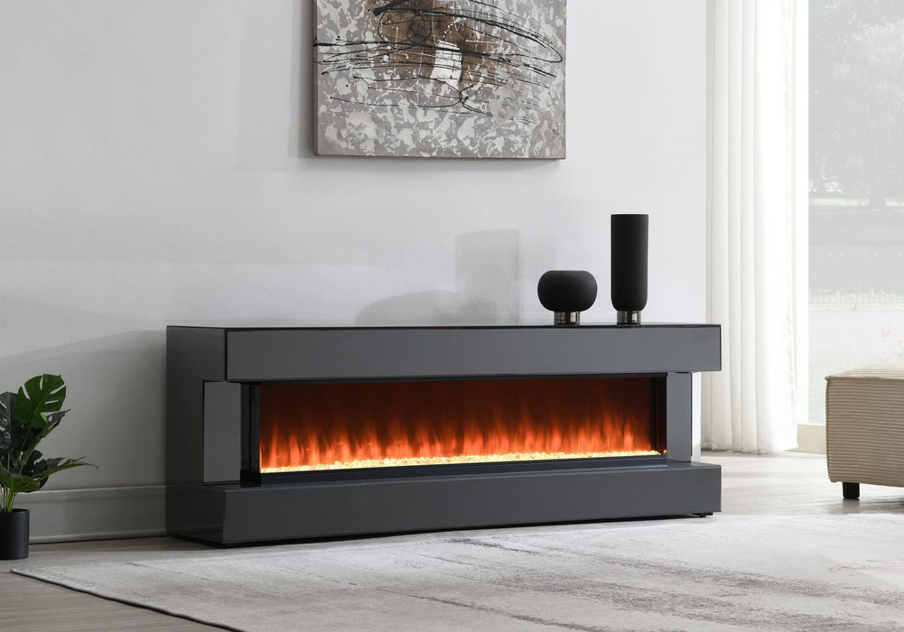 Gray Fireplace Tv Stand W/Bluetooth Speaker