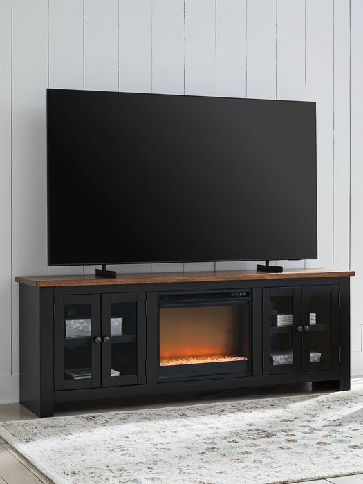 Wildenauer 76" TV Stand with Electric Fireplace - Golden Home Furniture 