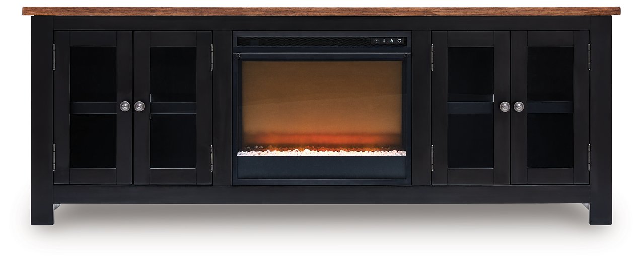 Wildenauer 76" TV Stand with Electric Fireplace - Golden Home Furniture 
