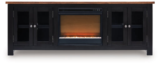 Wildenauer 76" TV Stand with Electric Fireplace - Golden Home Furniture 