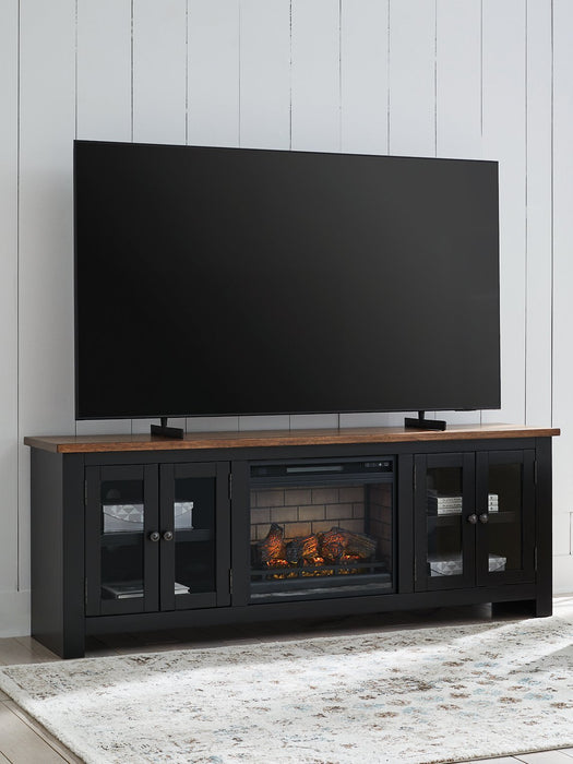 Wildenauer 76" TV Stand with Electric Fireplace - Golden Home Furniture 