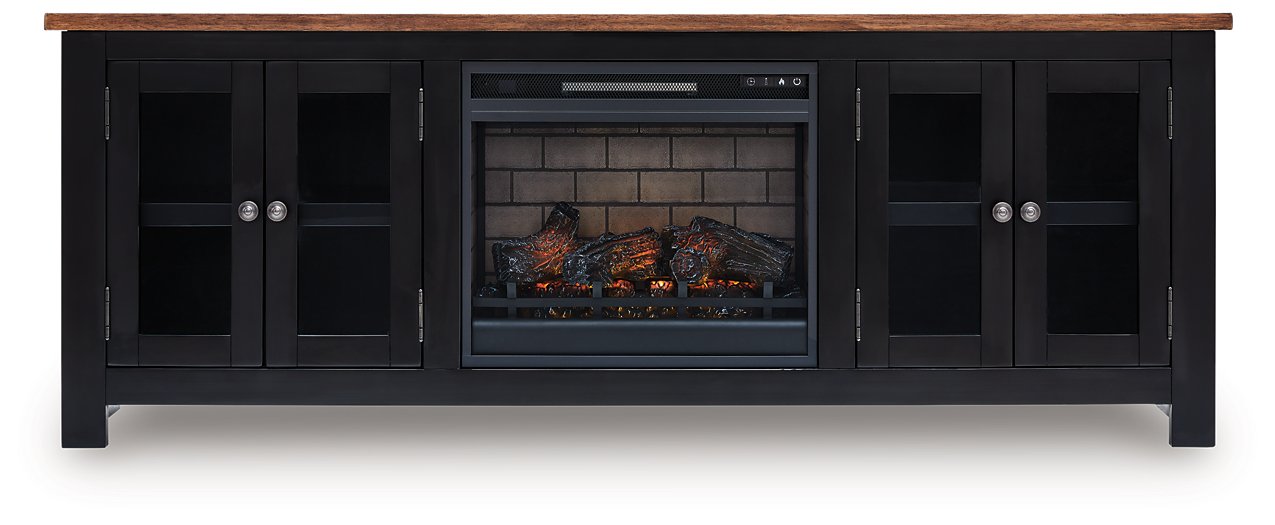 Wildenauer 76" TV Stand with Electric Fireplace - Golden Home Furniture 