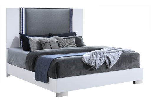 Ylime Smooth White Bed With Led Fully Slatted - Golden Home Furniture (Columbus, OH) - Multi Location
