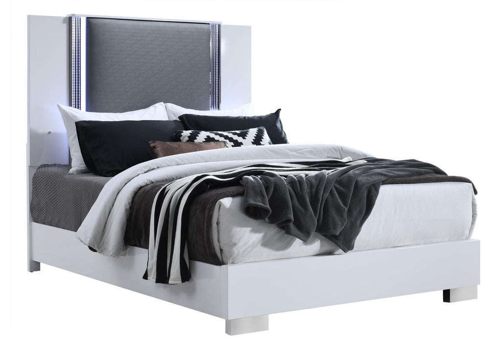 Ylime Smooth White Bed With Led Fully Slatted - Golden Home Furniture (Columbus, OH) - Multi Location