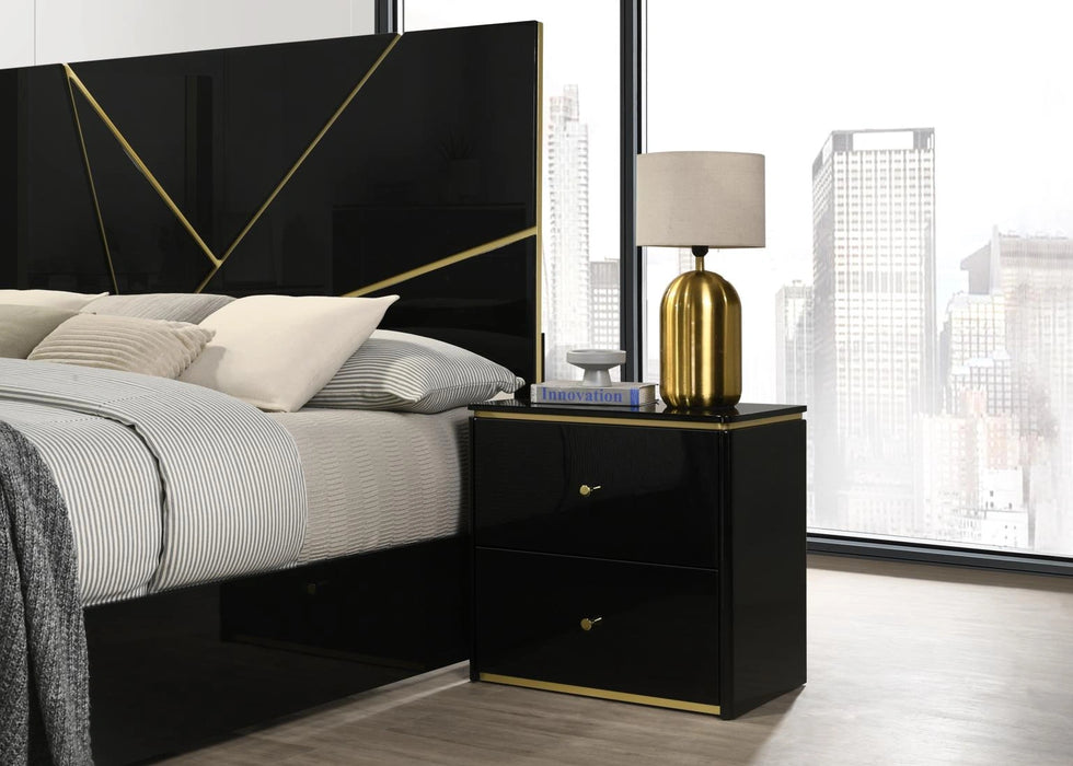 Black/Gold Line King Bed