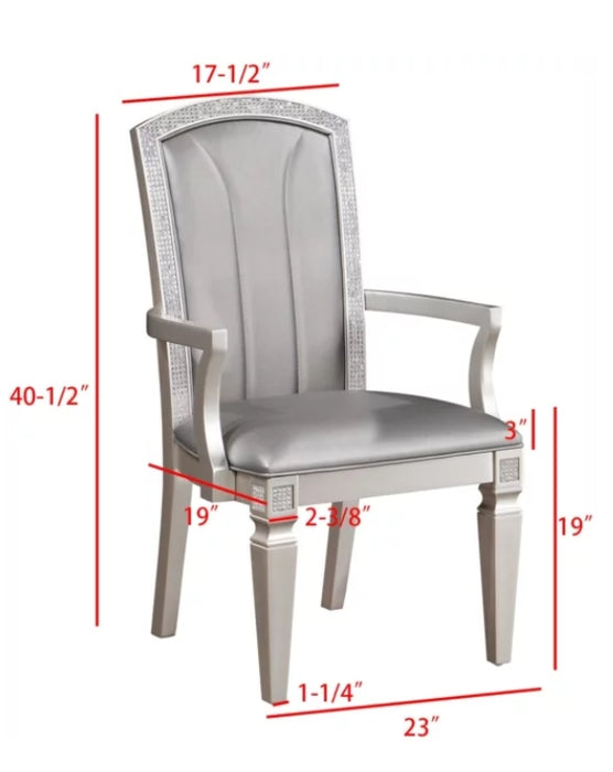 Crown Mark Klina Glam Dining Arm Chair in Light Gray (Set of 2) - Golden Home Furniture (Columbus, OH) - Multi Location