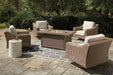 Beachcroft Beachcroft Fire Pit Table with Four Nuvella Swivel Lounge Chairs - Golden Home Furniture (Columbus, OH) - Multi Location