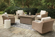Beachcroft Beachcroft Fire Pit Table with Four Nuvella Swivel Lounge Chairs - Golden Home Furniture (Columbus, OH) - Multi Location