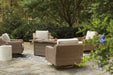 Beachcroft Beachcroft Fire Pit Table with Four Nuvella Swivel Lounge Chairs - Golden Home Furniture (Columbus, OH) - Multi Location